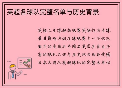 英超各球队完整名单与历史背景